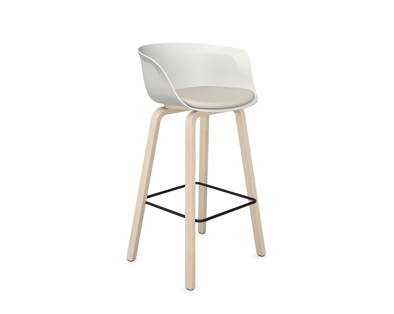 Loria Part-Upholstered Bar Stool - Wooden, Stool