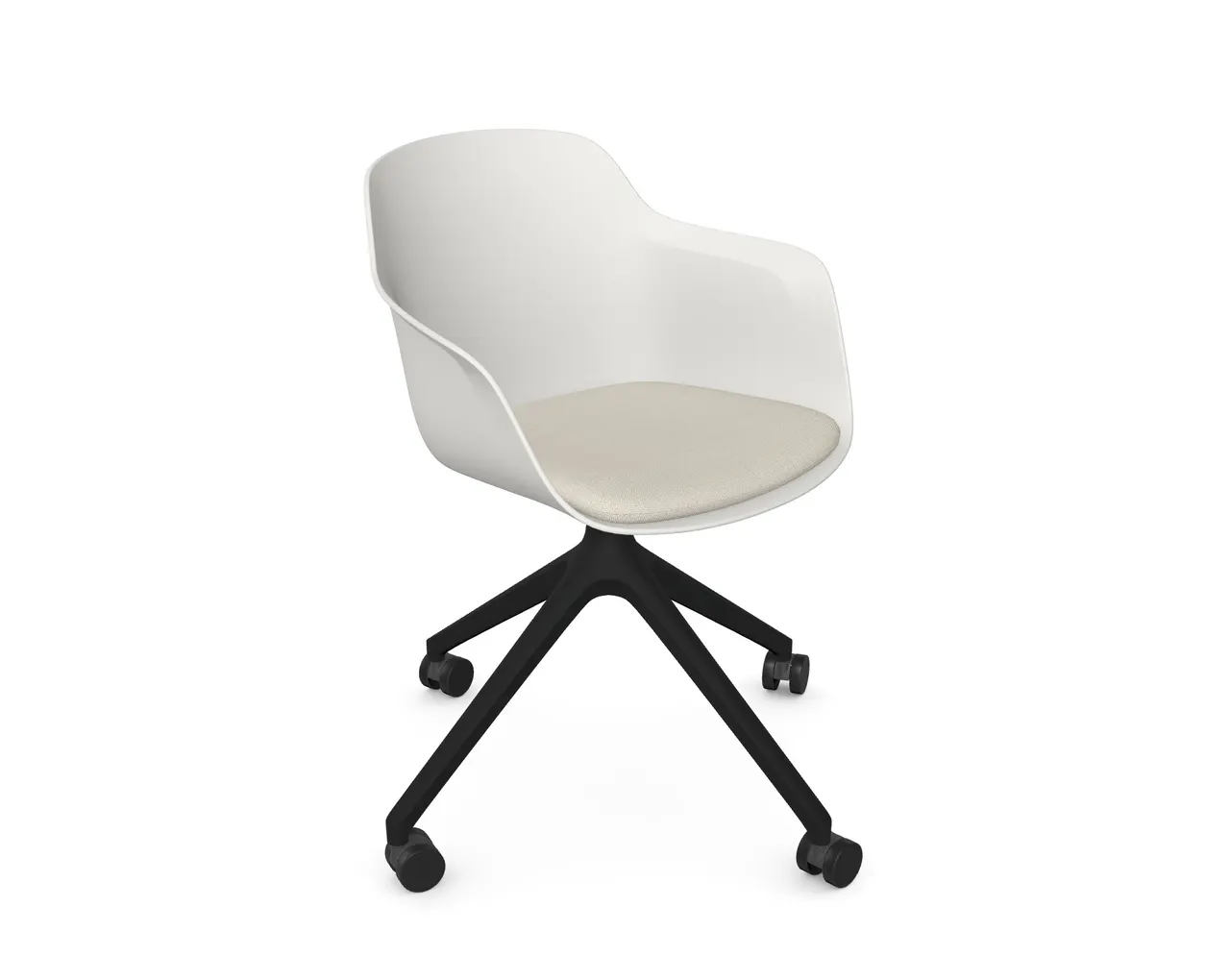 Loria Part-Upholstered Arm Chair - 4 Star Castor (Height Adjustable), Chair