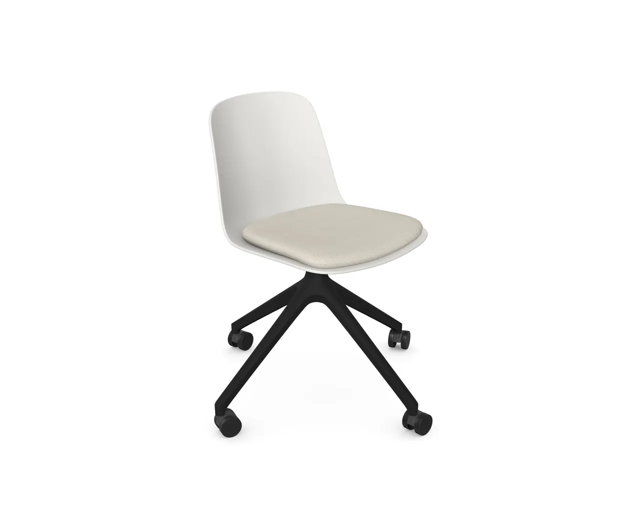 Loria Part-Upholstered Side Chair - 4 Star Castor (Height Adjustable), Chair