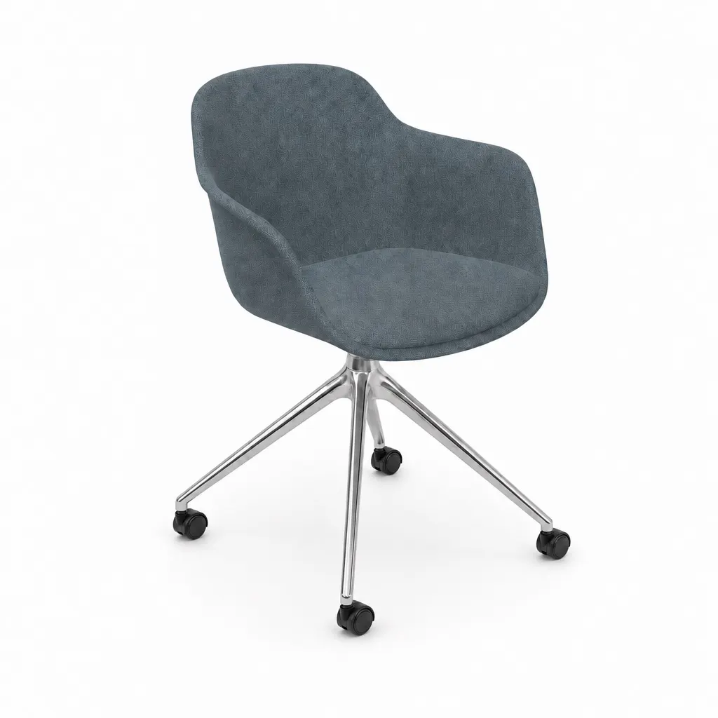 Loria Upholstered Arm Chair - 4 Star Castor - Metal, Chair