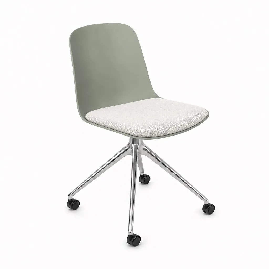 Loria Part-Upholstered Side Chair - 4 Star Castor - Metal, Chair